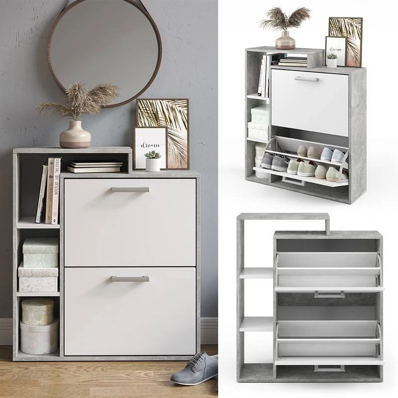 Meuble à Chaussures Orlando Blanc/béton 4 Meuble à Chaussures Orlando Blanc/béton – Image 2