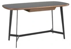 Bureau En Bois De Noyer Et Vitrail Noir