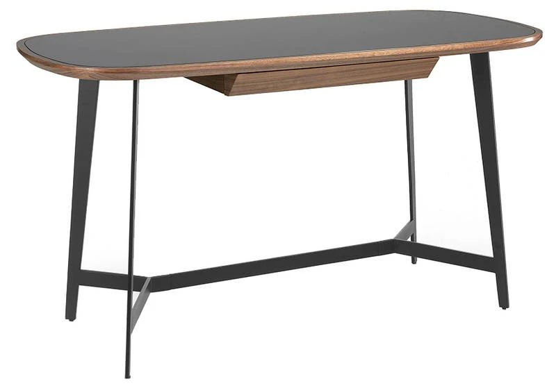 Bureau En Bois De Noyer Et Vitrail Noir 3 Bureau En Bois De Noyer Et Vitrail Noir