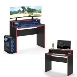 Bureau Ordinateur Kron Noir/rouge Long 13 Bureau Ordinateur Kron Noir/rouge Long -Promos Meubles Boutique 07ac85674de448faa87ab5526e5aad5f