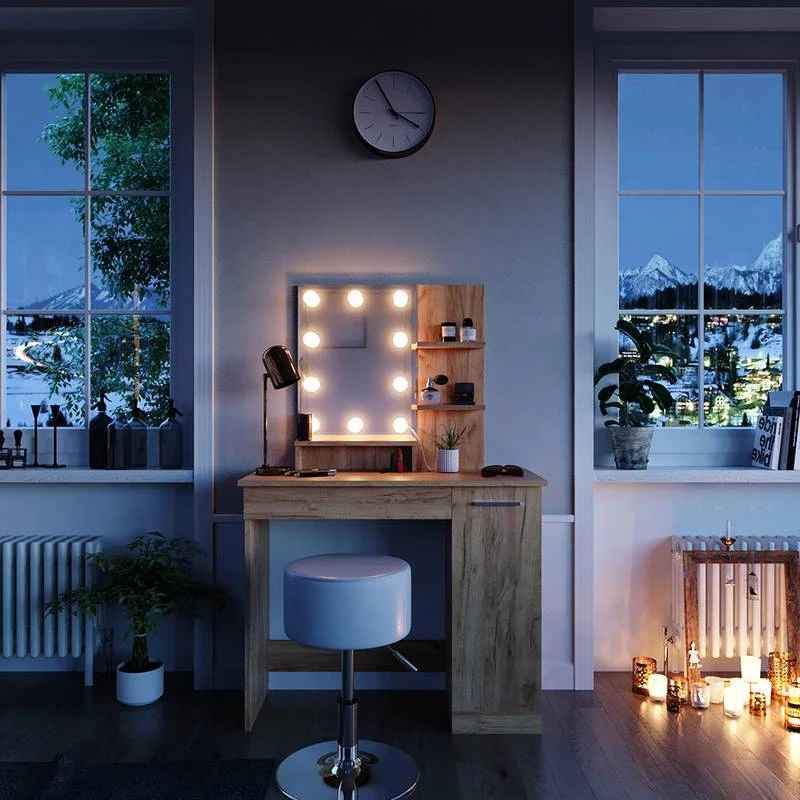 Coiffeuse Julia Avec Tabouret Et LED 4 Coiffeuse Julia Avec Tabouret Et LED – Image 2