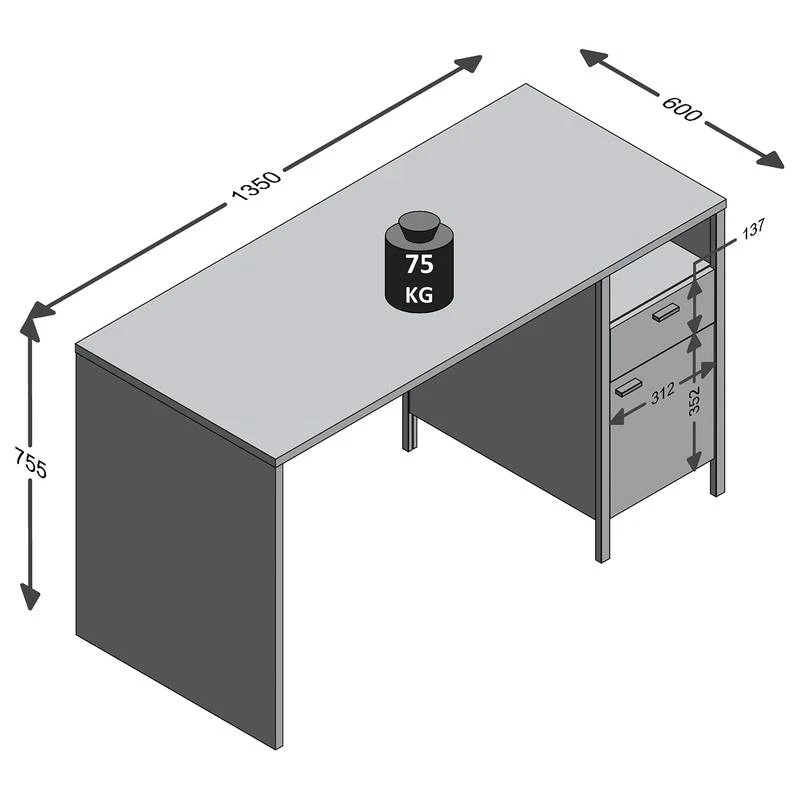 Bureau Industriel 1 Porte 1 Tiroir Loft 13 Bureau Industriel 1 Porte 1 Tiroir Loft – Image 11