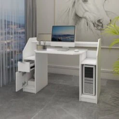Bureau Avec Tiroir 123x90cm Blanc -Promos Meubles Boutique 16117c635e6c4575b140498e3a7df5b0