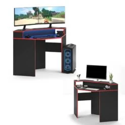 Bureau D'angle Kron Noir/rouge 12 Bureau D'angle Kron Noir/rouge -Promos Meubles Boutique 187217b366494400b3fb0cbd76598eee