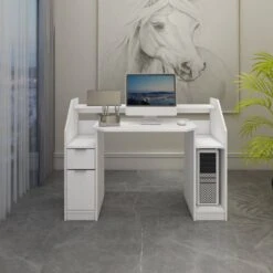Bureau Avec Tiroir 123x90cm Blanc -Promos Meubles Boutique 1e52580ccdb04ecb9f85ad887298c760