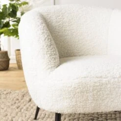 Fauteuil Cosy Tissu Bouclette Blanc -Promos Meubles Boutique 203155e5129b4ef68cd49a1d7b776558