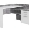 Bureau Angle Blanc Décor Béton Gris