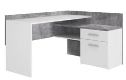 Bureau Angle Blanc Décor Béton Gris