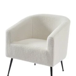 Fauteuil TOMMY En Tissu Bouclette Blanc -Promos Meubles Boutique 2a691eb500174d3a977e8d423711eb7c