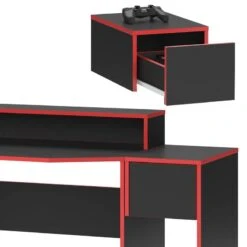 Bureau Ordinateur Kron Noir/rouge Set 2 11 Bureau Ordinateur Kron Noir/rouge Set 2 -Promos Meubles Boutique 2cb50274f7074c83a5c97c056c42f72f