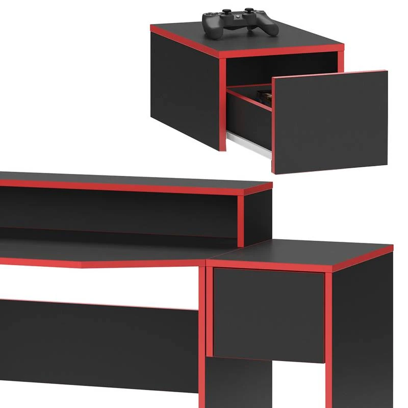 Bureau Ordinateur Kron Noir/rouge Set 2 6 Bureau Ordinateur Kron Noir/rouge Set 2 – Image 4