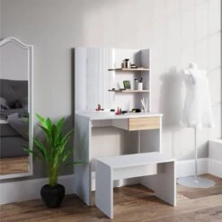 Coiffeuse Dekos Blanc Avec Banc -Promos Meubles Boutique 2db6a36b181b4468b59c1ec04542c324