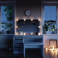 Coiffeuse Sherry Avec Miroir, Banc, LED -Promos Meubles Boutique 3358ceedffe34ed6beb775e4baeaa5f5