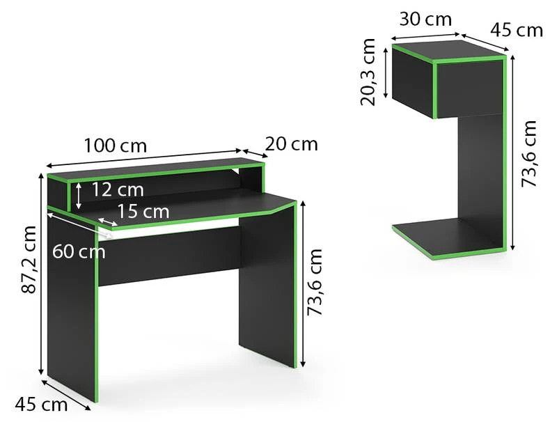 Bureau Ordinateur Kron Noir/vert Set 2 9 Bureau Ordinateur Kron Noir/vert Set 2 – Image 7