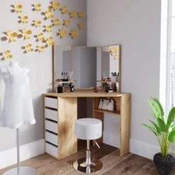 Coiffeuse D'angle Arielle Avec Tabouret -Promos Meubles Boutique 3fc63c76db014ff8b746376da73369e5