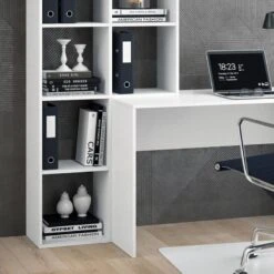 Bureau Mara Blanc Avec étagère -Promos Meubles Boutique 3fcd42605c1644d78309f377a515fe1c