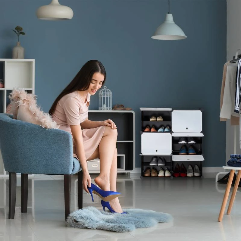 Étagère à Chaussures Blanc Et Noir 5 Étagère à Chaussures Blanc Et Noir – Image 3