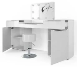 Coiffeuse Lilli Blanc Tabouret LED