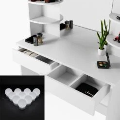 Coiffeuse Charlotte Avec Tabouret Et LED -Promos Meubles Boutique 502774b8cf4d4f9ba74d4e927f06974e