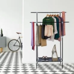 Portant à Vêtements Avec 2 Tringles -Promos Meubles Boutique 5651d7a041de4d1683cb21800d7259a5