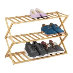 Étagère à Chaussures Pliable En Bambou