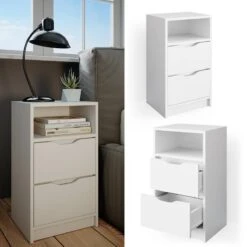 Table De Chevet Ruben Blanc & 2 Tiroirs -Promos Meubles Boutique 6823d73c43184a0b8497be7d77721ed0
