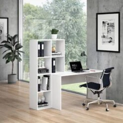 Bureau Mara Blanc Avec étagère -Promos Meubles Boutique 6c5157a99caa476c9054faa546b07265