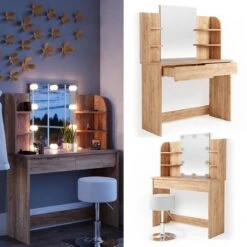 Coiffeuse Charlotte Avec Tabouret Et LED -Promos Meubles Boutique 85521f6f0f7746e1957b2a47971e5416