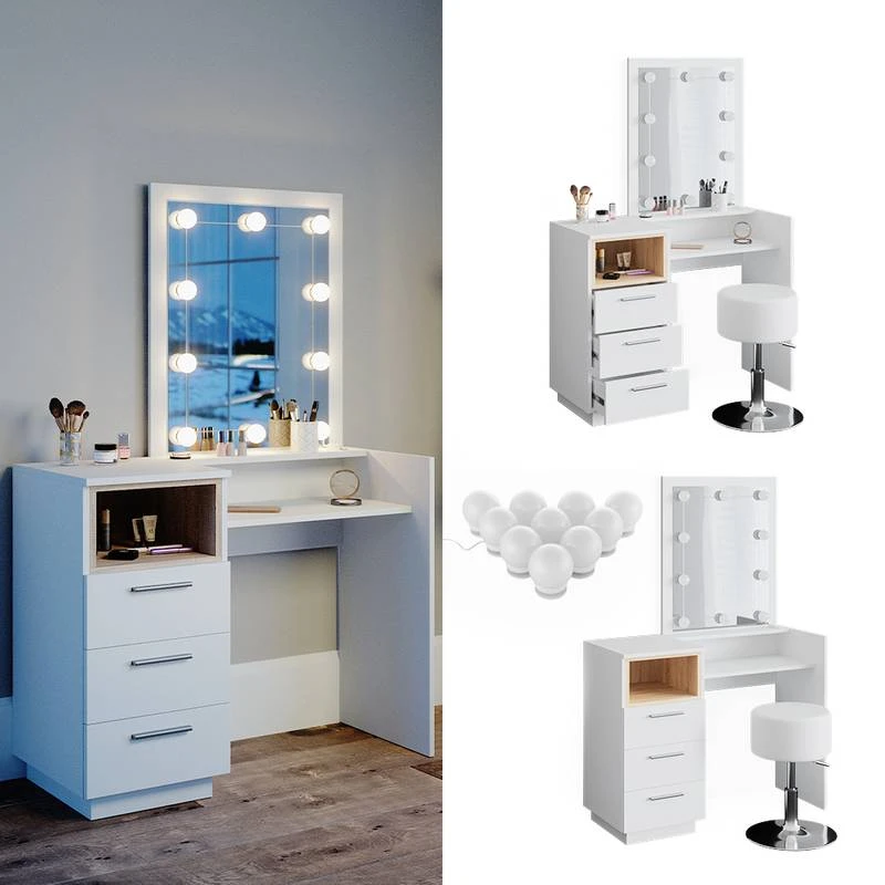 Coiffeuse Beatrice Blanc/sonoma (3 él.) 4 Coiffeuse Beatrice Blanc/sonoma (3 él.) – Image 2