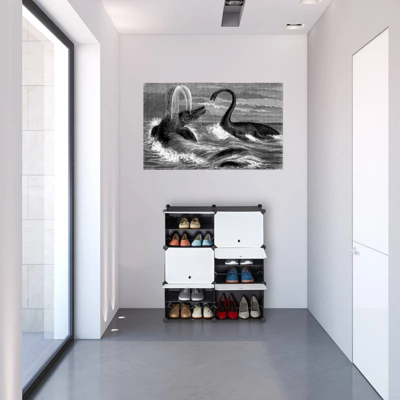 Étagère à Chaussures Blanc Et Noir 4 Étagère à Chaussures Blanc Et Noir – Image 2