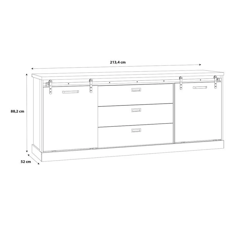 Buffet 214cm 2 Portes Coulissantes FARM 6 Buffet 214cm 2 Portes Coulissantes FARM – Image 4