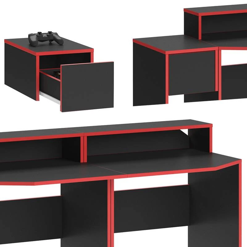 Bureau Ordinateur Kron Noir/rouge Set 8 7 Bureau Ordinateur Kron Noir/rouge Set 8 – Image 5