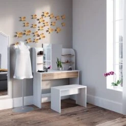 Coiffeuse Charlotte Blanc Avec Banc -Promos Meubles Boutique 9d7a4374dd94403b930c53384e842e46