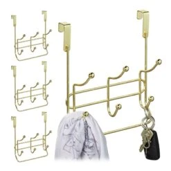 4x Porte-manteaux Avec 3 Crochets Double