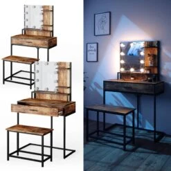 Coiffeuse Fyrk Avec Banc Et LED -Promos Meubles Boutique ab1e4425fac443ed9cf3ebfa69baec46