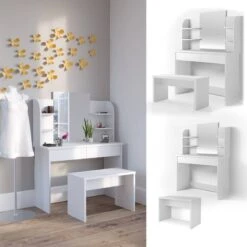 Coiffeuse Charlotte Blanc Avec Banc -Promos Meubles Boutique b0638287f3e84b74991e0f1abd92687a