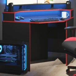 Bureau D'angle Kron Noir/rouge 11 Bureau D'angle Kron Noir/rouge -Promos Meubles Boutique b107c8424c3d43b9859f9d1b3944e6e0