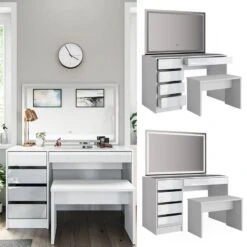 Coiffeuse Sherry Avec Miroir LED Et Banc -Promos Meubles Boutique b1d29e59e2b5473b88cea7120534c19c