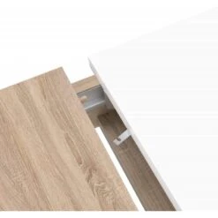 Table 160/206 Cm Plateau Blanc Et Bois -Promos Meubles Boutique b42884f3898f440aa8c4891a47bf3d62