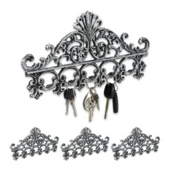 4x Portemanteaux Muraux En Fonte Argenté