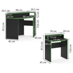 Bureau Ordinateur Kron Noir/Vert Set 5 -Promos Meubles Boutique bcc91de1aa8b44578de0244eacf4d71c