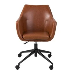 Chaise De Bureau Pivotante NICHOLAS -Promos Meubles Boutique buerodrehstuhl nicholas i kunstleder metall vintage braun 4417976