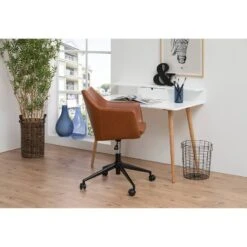 Chaise De Bureau Pivotante NICHOLAS -Promos Meubles Boutique buerodrehstuhl nicholas i kunstleder metall vintage braun 4417984