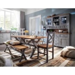 Vaisselier Balignton -Promos Meubles Boutique buffetschrank balignton kiefer massiv grau 4105552