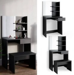 Coiffeuse Dekos Blanc Avec Banc -Promos Meubles Boutique c37845f675df4577abe787e9360543b7