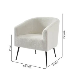 Fauteuil TOMMY En Tissu Bouclette Blanc -Promos Meubles Boutique cc1f0b05362d48a49595b5a21a5c2dfd