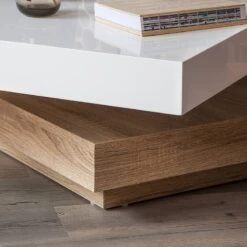 Table Basse Emblaze -Promos Meubles Boutique couchtisch emblaze hochglanz weiss eiche sonoma dekor 635322