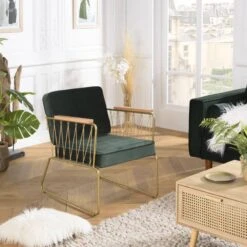 Fauteuil Velours Vert Foncé -Promos Meubles Boutique d175155f0c0b464393f52bfc291b2ce0