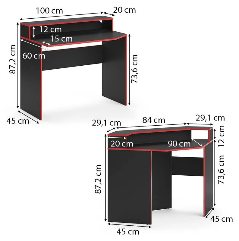 Bureau Ordinateur Kron Noir/rouge Set 3 8 Bureau Ordinateur Kron Noir/rouge Set 3 – Image 6
