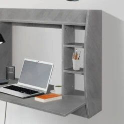 Bureau Mural 110x75x48 Cm Gris -Promos Meubles Boutique d51d7d782a154ae2ac4819f60c439e72